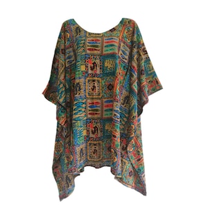 Women Tribal Art Tunic Top Blouse Ladies Loose Casual Poncho - Etsy