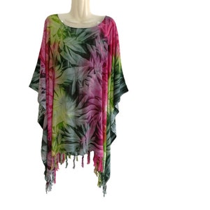 BOHO HIPPIE Tie Dye Tunic Blouse Kaftan Top ladies maxi Poncho Top Summer blouse women plus size boho tops kaftan hippie Fit from  1X to 5X