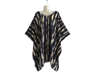 Ladies Striped Plus Size Top Tunic Loose Blouse Cover up Casual  Poncho Summer soft rayon boho tops Caftan hippie Fit from  M to 5X