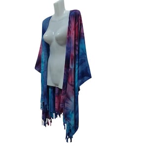 Szlafroki tie-dye, top w dużym rozmiarze, kurtka kimonowa, kardigan, płaszcz plażowy, ponczo, narzutka. Jeden rozmiar pasuje na 1X, 2X, 3X, 4X i 5X.