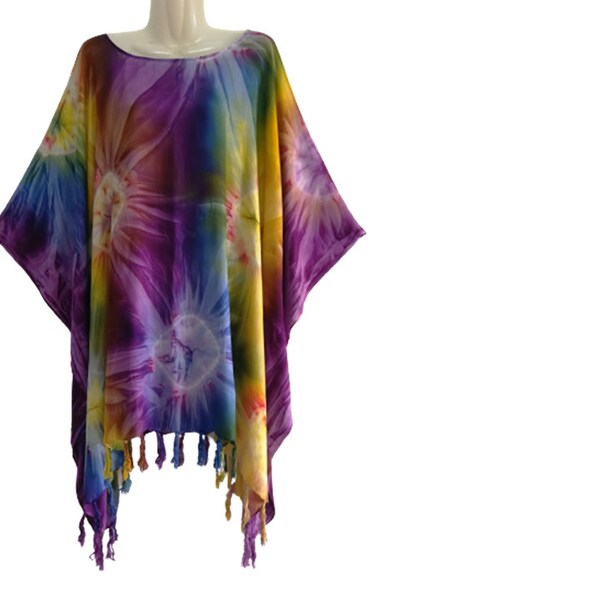 Women's plus size tops , Rayon poncho, Batik clothing ,Caftan Kimono ,Poncho Tunic casual kaftan hippie, women blouse Fit from 1X to 5X