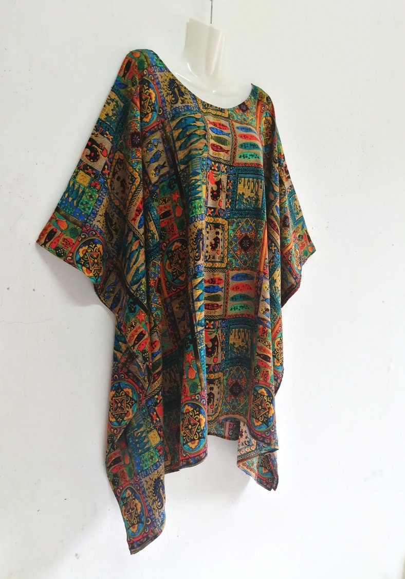 Women Tribal Art Tunic Top Blouse Ladies Loose Casual Poncho - Etsy