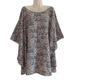 Camicetta superiore a tunica floreale da donna Cover up da donna Poncho casual allentato Estate plus size boho top Caftano hippie Vestibilità da M a 5X