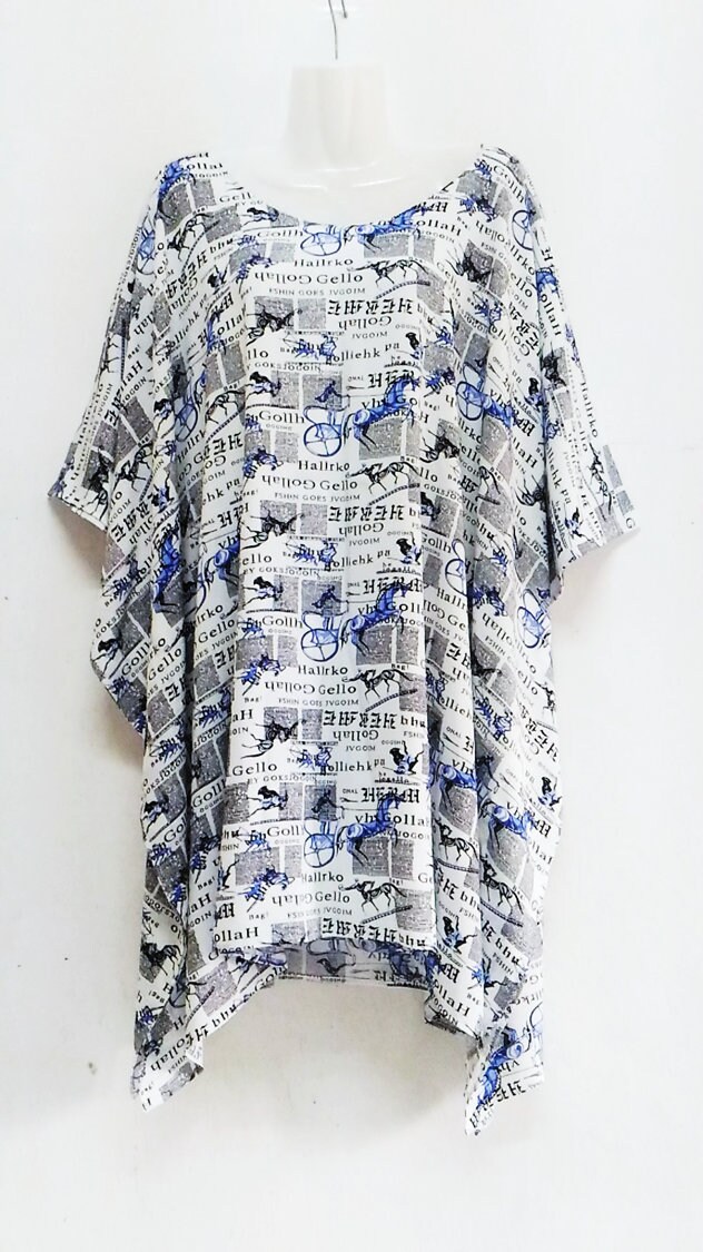 Women Newspaper print Tunic Top Blouse Cover up ladies Loose | Etsy
