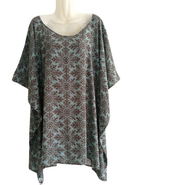 Ladies Plus Size Top Tunic Blouse Cover up Women Loose Casual  Poncho Summer soft rayon floral boho tops Caftan hippie Fit from  M to 5X