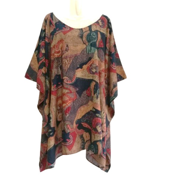 Tie Dye Art Batik dames maxi chemisier Poncho Top été tunique blouse femmes plus la taille boho tops caftan hippie Fit de XL à 5X