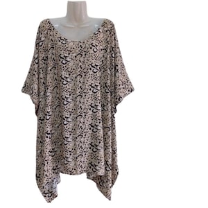 Animal skin Top Tunic Blouse ladies Loose Casual  Poncho Summer women plus size boho tops Caftan hippie Fit M,L , XL,1X,2X,3X,4X,5X