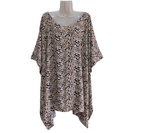Tie Dye Art Batik Damen Maxi Bluse Poncho Top Sommer Tunika Bluse Damen plus Größe Boho Oberteile Kaftan Hippie Fit von XL bis 5X