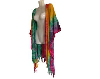 Veste de kimono à imprimé tribal batik grande taille cardigan duster beachwear poncho taille unique pour couvrir  XL, 1X, 2X, 3X, 4X 5X & 6X