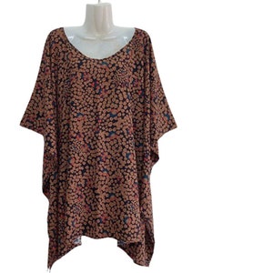 Women Red floral Summer Tunic Top Blouse beach Cover up ladies Loose Casual  Poncho women plus size boho top Caftan hippie Fit from M to 5X
