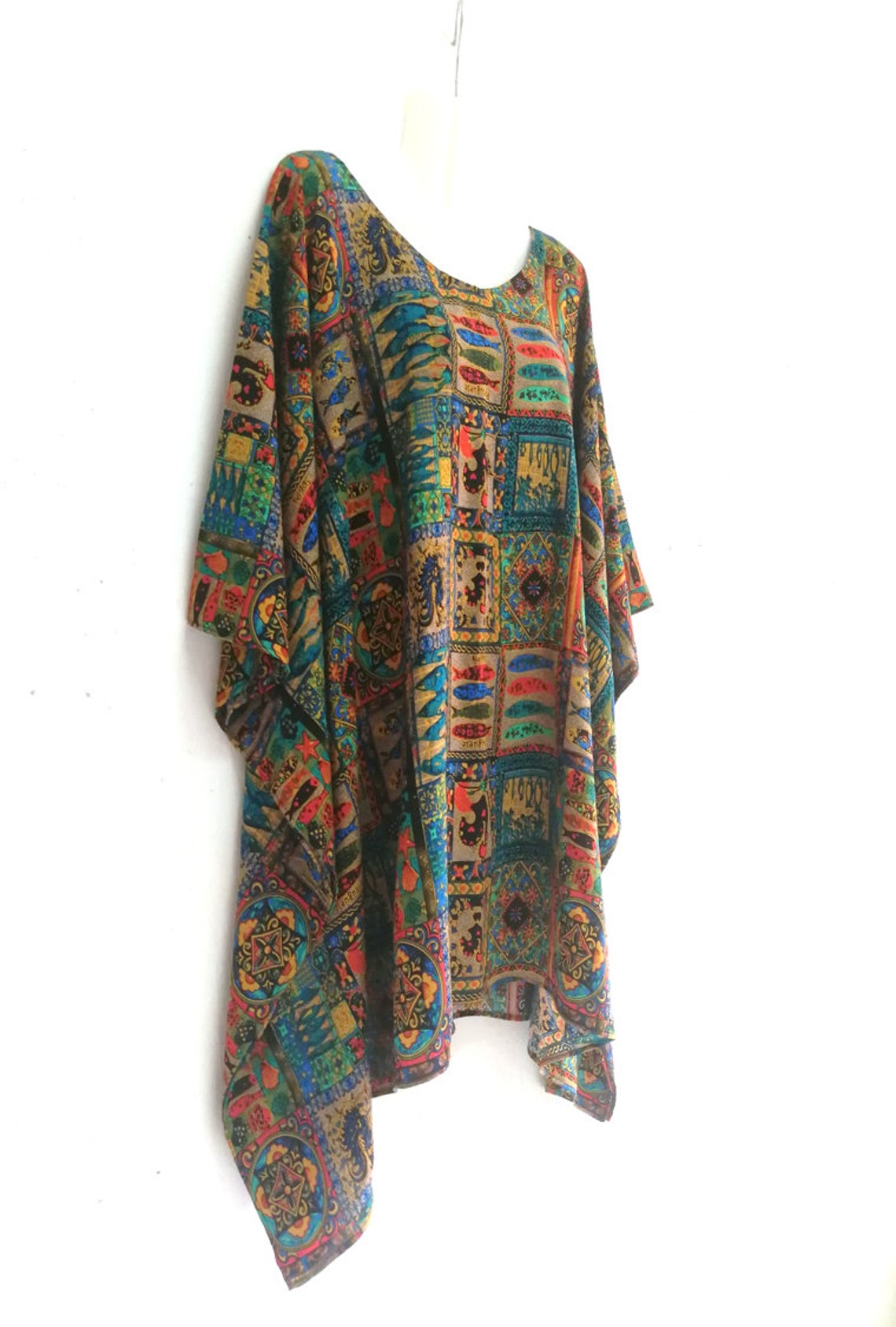 Women Tribal Art Tunic Top Blouse Ladies Loose Casual Poncho - Etsy