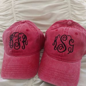 Monogrammed hat, monogram baseball hat, womens hat, monogrammed baseball cap, bridesmaid hat, bridesmaid gift, distressed hat, gifts for her afbeelding 3