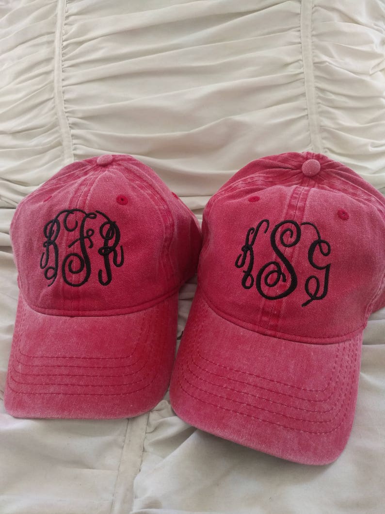 Monogrammed hat, monogram baseball hat, womens hat, monogrammed baseball cap, bridesmaid hat, bridesmaid gift, distressed hat, gifts for her afbeelding 3