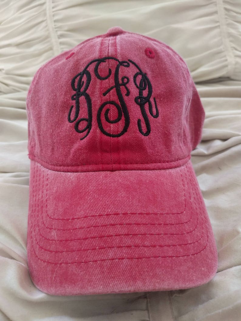 Monogrammed hat, monogram baseball hat, womens hat, monogrammed baseball cap, bridesmaid hat, bridesmaid gift, distressed hat, gifts for her afbeelding 4