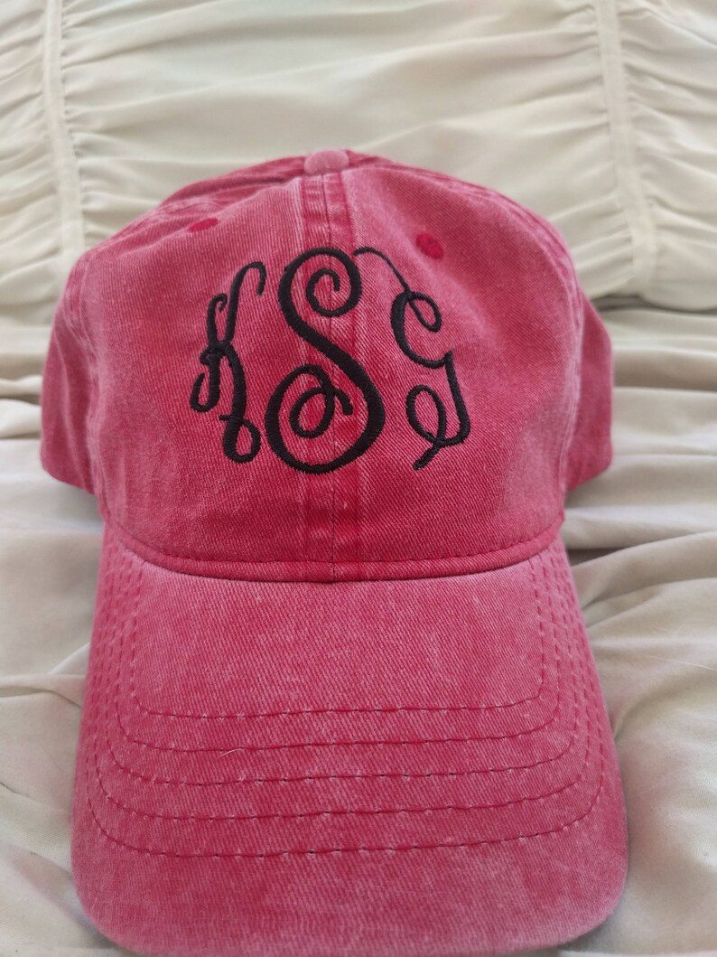 Monogrammed hat, monogram baseball hat, womens hat, monogrammed baseball cap, bridesmaid hat, bridesmaid gift, distressed hat, gifts for her afbeelding 5