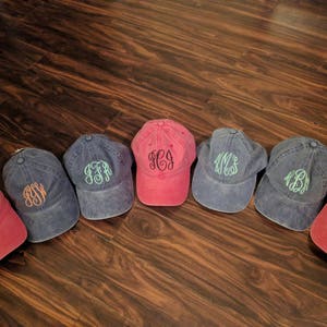 Monogrammed hat, monogram baseball hat, womens hat, monogrammed baseball cap, bridesmaid hat, bridesmaid gift, distressed hat, gifts for her afbeelding 1