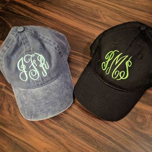 Monogrammed hat, monogram baseball hat, womens hat, monogrammed baseball cap, bridesmaid hat, bridesmaid gift, distressed hat, gifts for her afbeelding 2