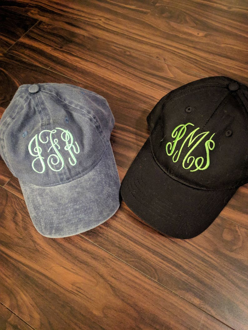 Monogrammed hat, monogram baseball hat, womens hat, monogrammed baseball cap, bridesmaid hat, bridesmaid gift, distressed hat, gifts for her afbeelding 2