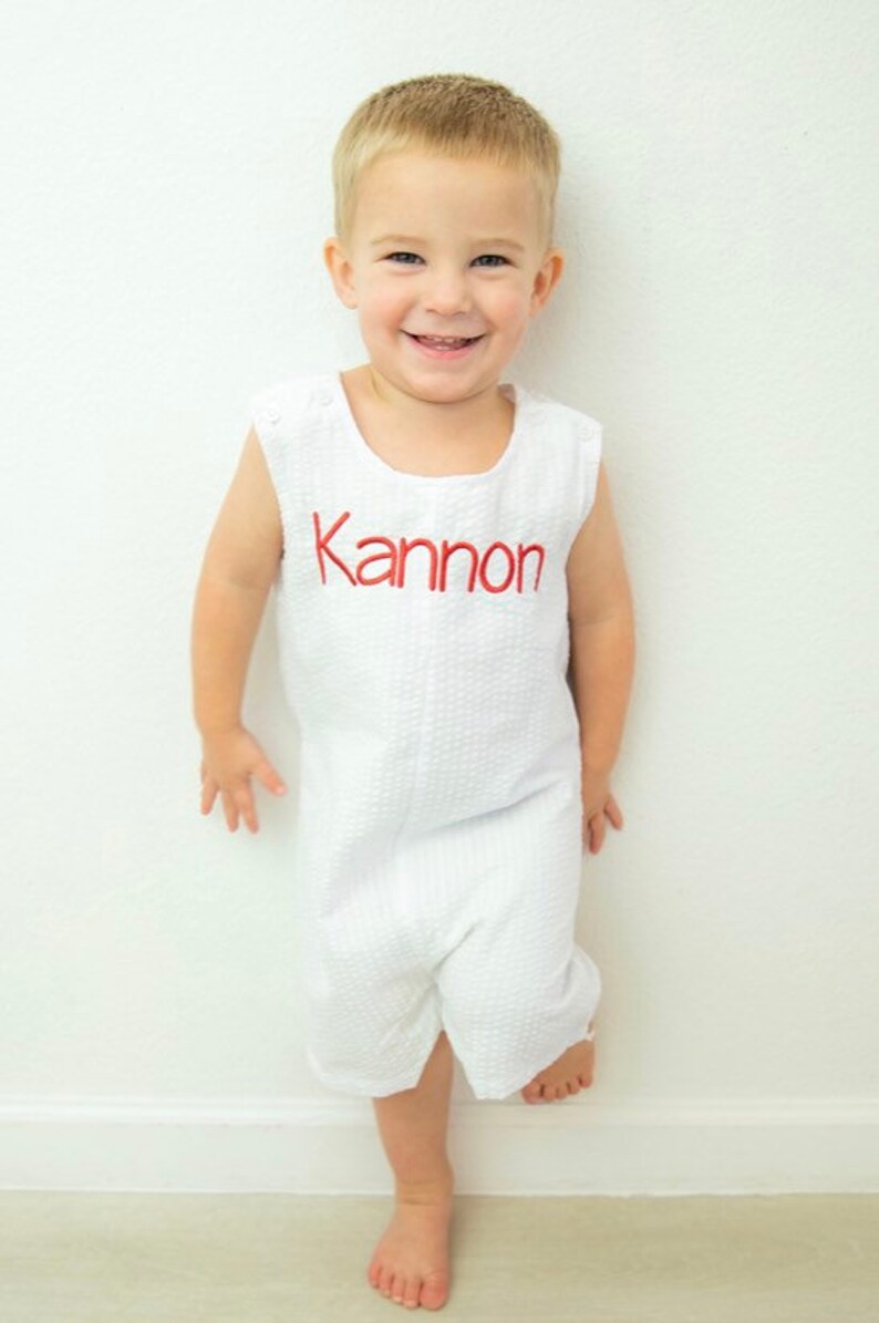 Seersucker Jon Jons Monogram Jon Jons Boys Shortalls Etsy