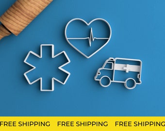 Ambulance Cookie Cutter Set – FREE SHIPPING Medical Cookie Cutter Ambulance Driver Gift