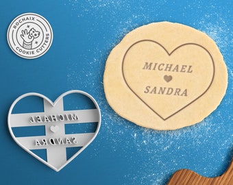 Personalized Heart Cookie Cutter - Custom Wedding Heart Cookie Cutter Engagement Cookie Cutter