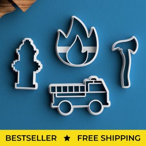 Firefighter Cookie Cutter – FREE SHIPPING Fire Truck Cookie Cutter Flame Cookie Cutter