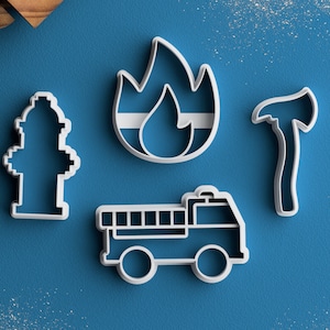 Firefighter Cookie Cutter – Fire Truck Cookie Cutter Flame Cookie Cutter