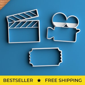 Movie Cookie Cutter Set – FREE SHIPPING Cinema Cookie Cutter Movie Gift Movie Ticket Cinephile Gift Movie Enthusiast Movie Lover