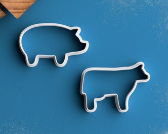 Pig Cookie Cutter - Cow Cookie Cutter Vegan Gift Vegetarian Cookie Cutter