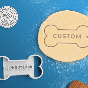 Custom Dog Bone Cookie Cutter – Choose Size & Name! Personalised Biscuit Cutter