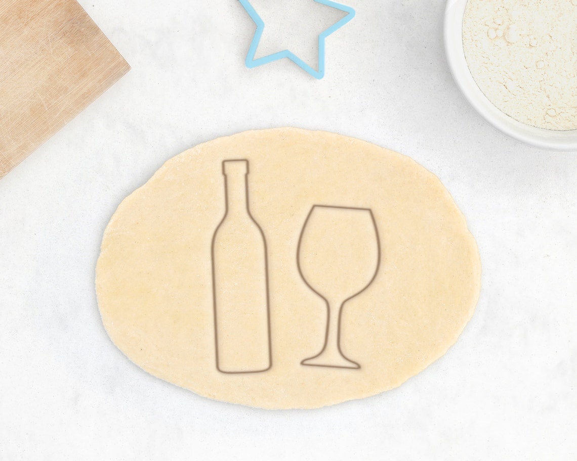 Wine Bottle Cookie Cutter Wine Cookie Cutter Wine Glass Etsy