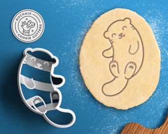 Sea Otters Cookie Cutter - Otterly Cute Heart Cookie Cutter Valentine Otter Holding Hands Cookie Cutter