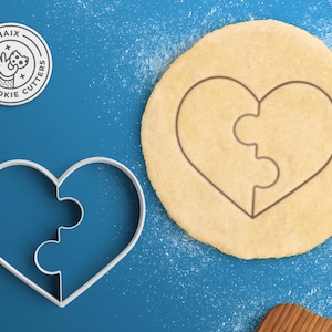 Puzzle Heart Cookie Cutter - Engagement Cookie Cutter Love Cookie Cutter Wedding Cookie Cutter Valentines Day Lover Gift for Her Forever