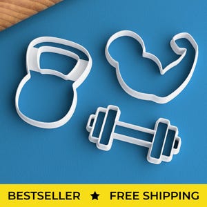 Gym Cookie Cutter Set - FREE SHIPPING Kettlebell Cookie Cutter Fitness Gift Fitness Cookie Cutter
