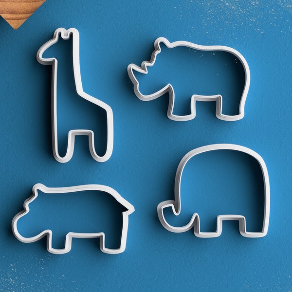 Emporte-pièce éléphant - Emporte-pièce animal safari Emporte-pièce baby shower Rhino Girafe Hippo Emporte-pièce