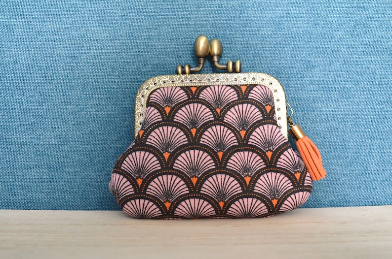 Black white and yellow art deco patterned wallet