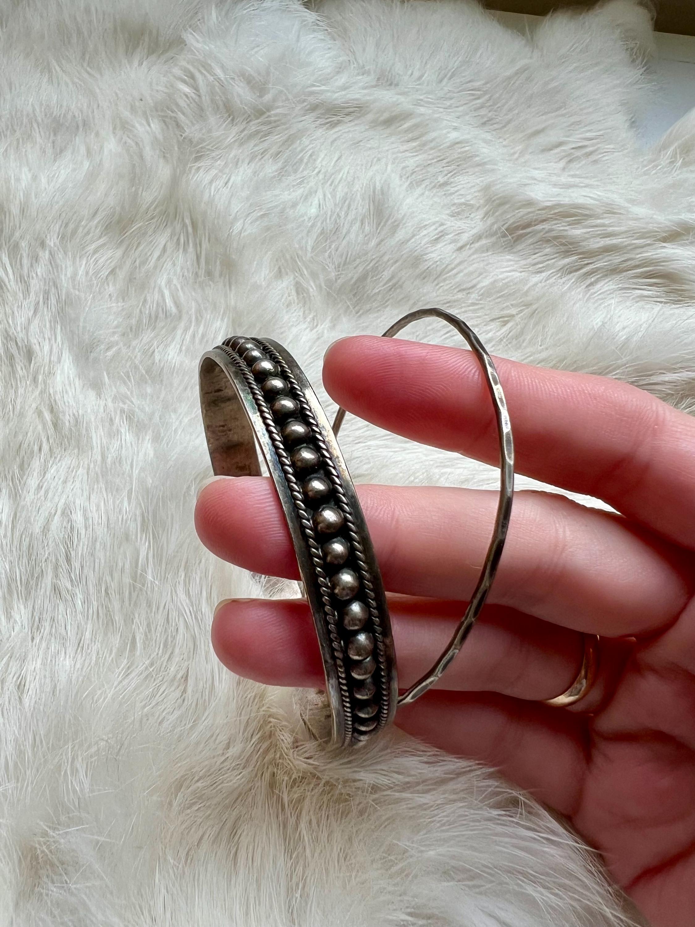Silver Bracelet Solid Bangle Genuine 925 Silver / 592 | eBay