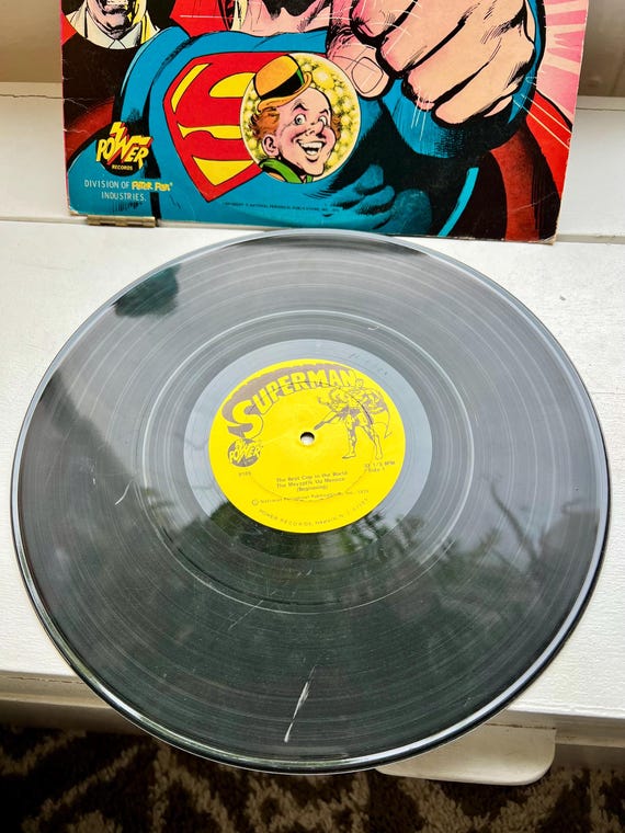 1975 Superman Vinyl Record Cartoon Show Power Records Movie