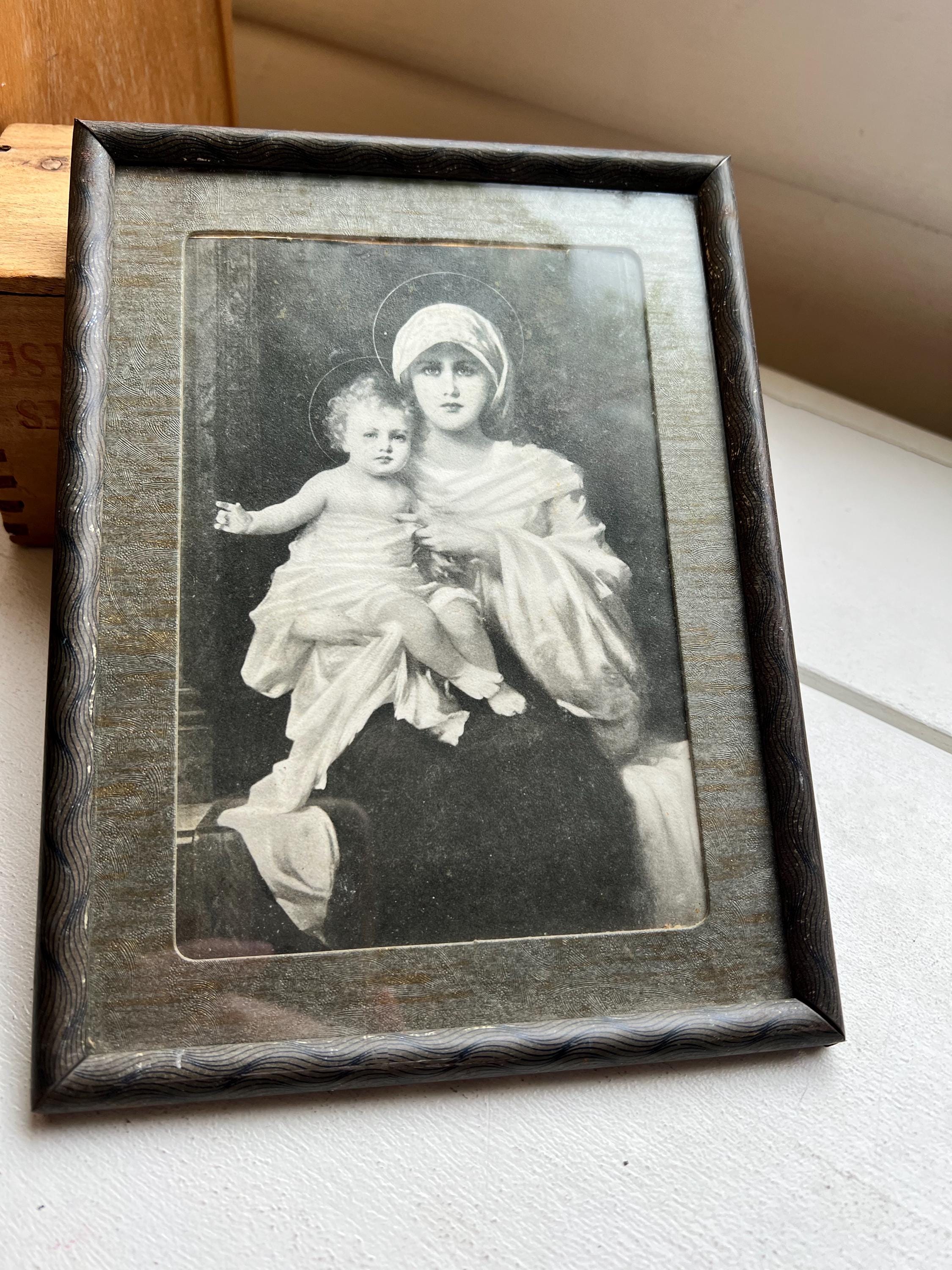Antique Madonna and Child Art Print: Framed Religious Home Decor (6x8 ...