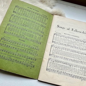 1935 Songs of Fellowship Hymnal Hymns Church Jesus Christ Religious song book vintage home school teaching sheet music rare vintage gifts