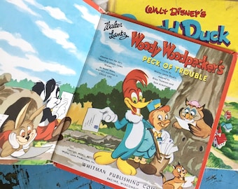 1950s Disney Book Set: Donald Duck & Woody Woodpecker