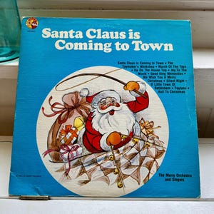 Vintage Santa Claus is Coming to Town 1980 Christmas record vinyl home decor Xmas album 1980s music album gift ideas mens womens Christmas