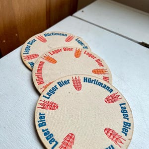 Vintage Hürlimann Lager Bier Coaster Set: German Bar Decor