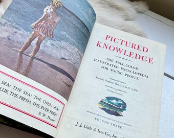 1956 Pictured Knowledge Encyclopedia Vol. 3: Vintage Hardcover Dictionary
