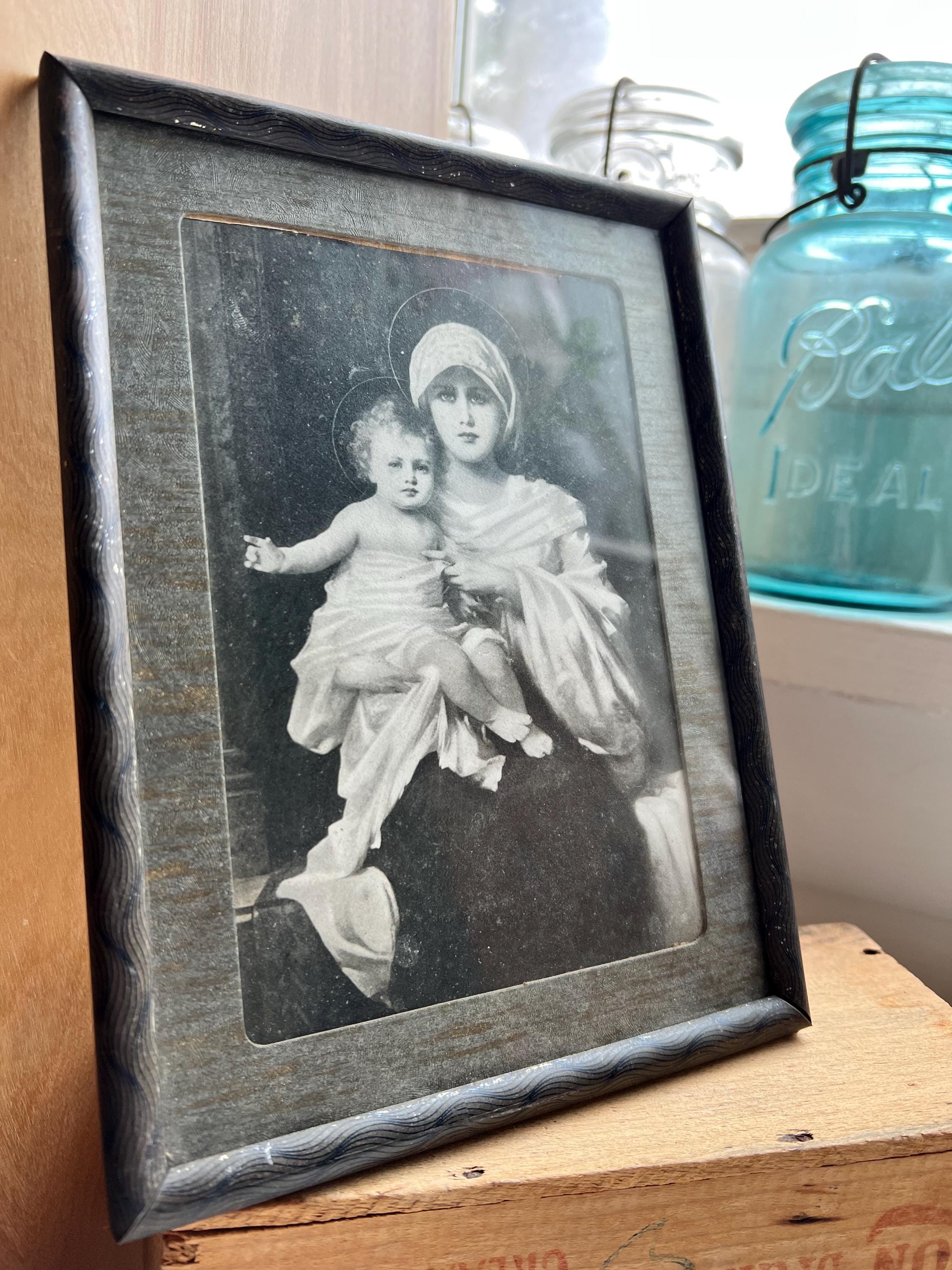Antique Madonna and Child Art Print: Framed Religious Home Decor (6x8 ...