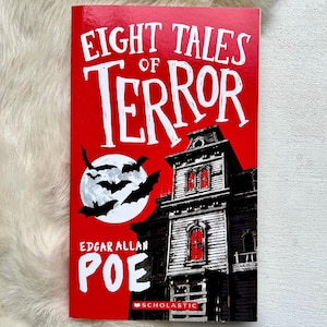 Vintage Edgar Allen Poe book Eight tales of Terror horror book poems poetry works home decor rare books gift softcover red black Halloween