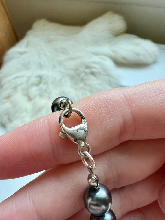 Vintage Sterling Silver Beaded Cuff Bracelet: Han… - image 7