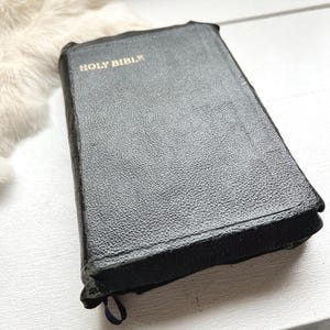 Antique Holy Bible Old New Testament book Edition Catholic vintage leather bound Christianity Jesus home school church Study Christ gift