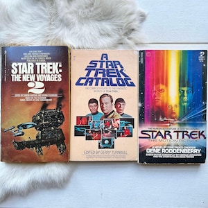 1970s Star Trek book set trio UFO Aliens mars Science Fiction movies catalog voyage Sci Fi  home decor rare book gifts 1970s geek nerd gifts