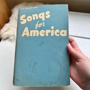 1941 Songs for America book USA US Sing sheet music book home school church hymnal music rare vintage home school blue white 1940s gift